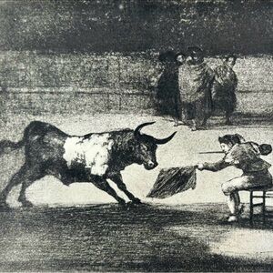 MARTINCHO, PLAZA SARAGOSA, BULLRING Original Vintage Fine Art GOYA Spain Print